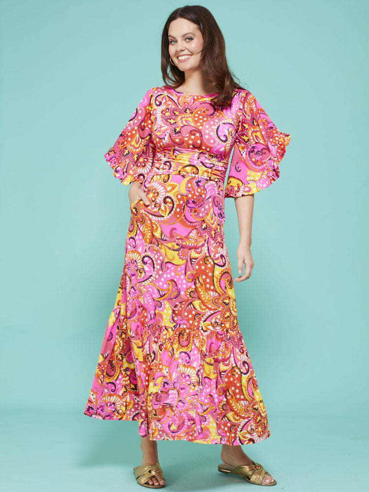 Onjenu Gabriella Dress Sol Paisley Neon