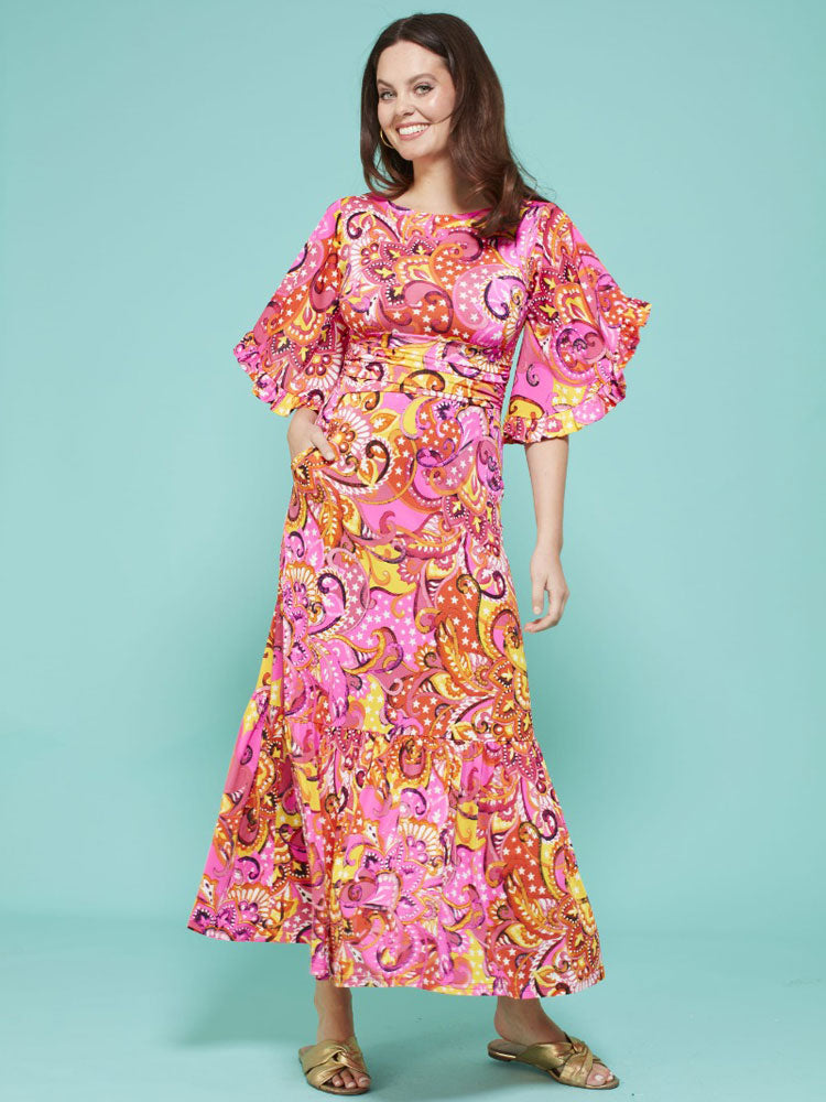 Onjenu Gabriella Dress Sol Paisley Neon