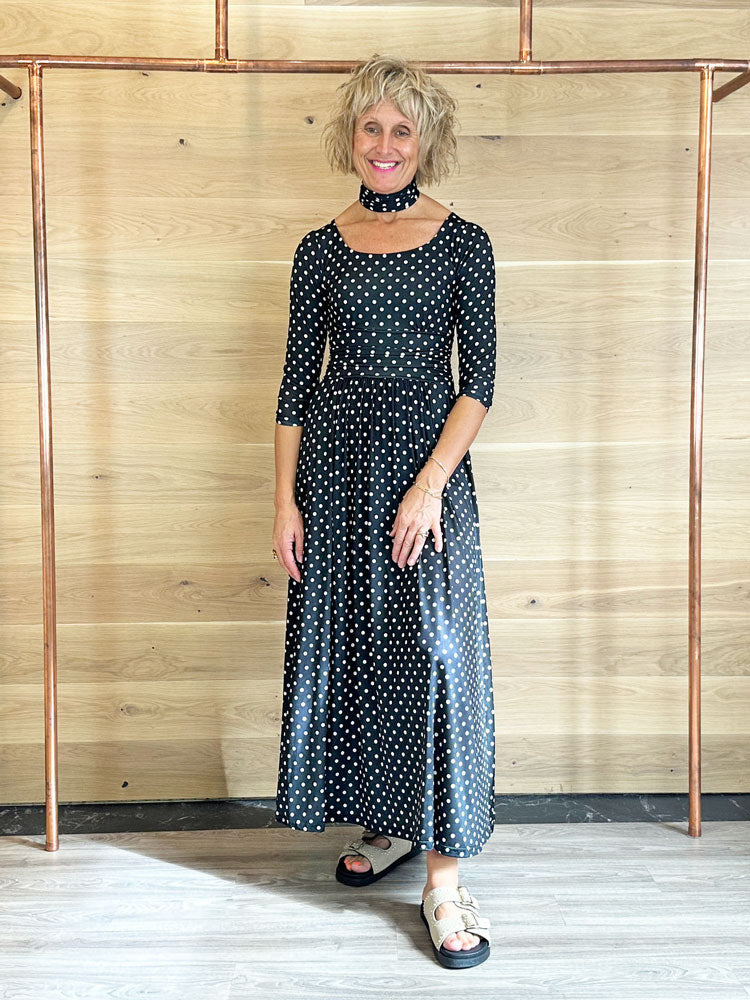 Onjenu Clara Maxi Dress Polka Dot Black