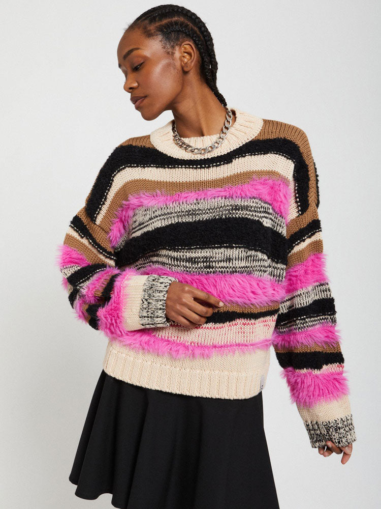 Ottod&#39;Ame Fringed Striped Jumper Pink