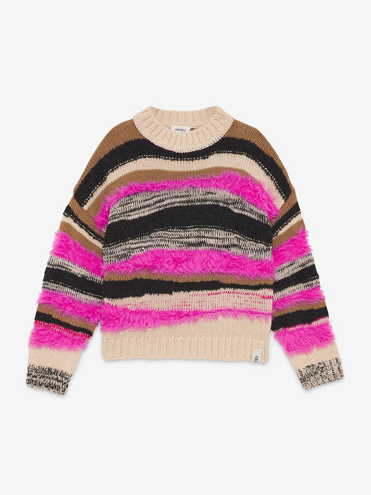 Ottod&#39;Ame Fringed Striped Jumper Pink