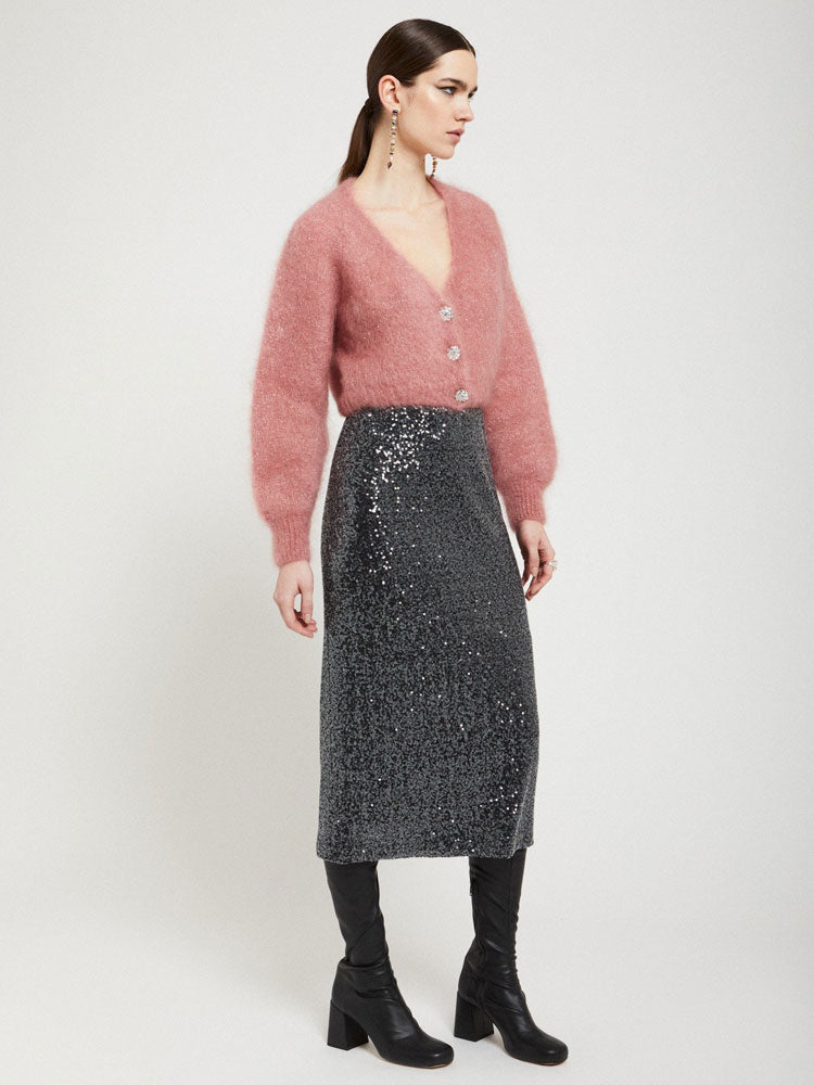 Ottod&#39;Ame Sequin Skirt Smoke