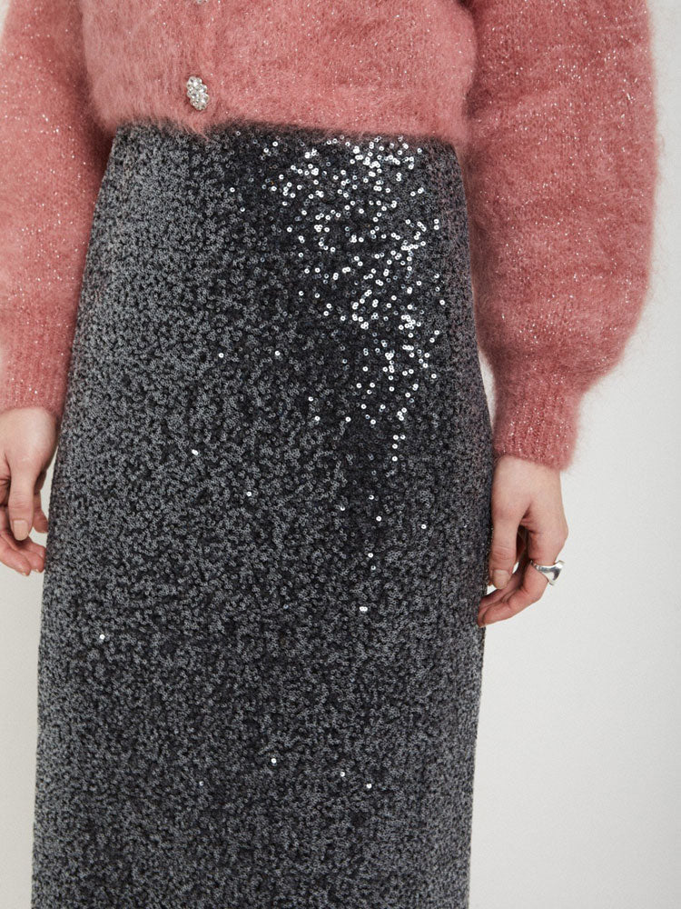 Ottod&#39;Ame Sequin Skirt Smoke