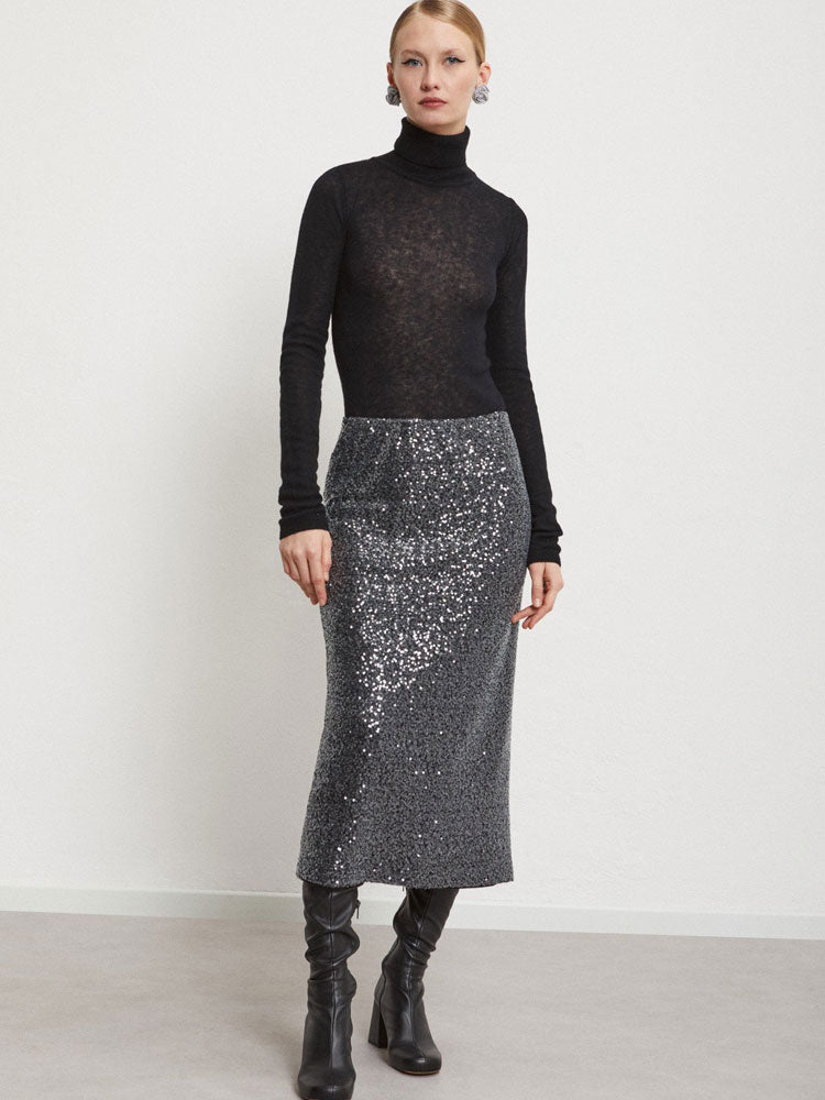 Ottod&#39;Ame Sequin Skirt Smoke