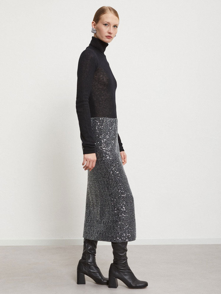 Ottod&#39;Ame Sequin Skirt Smoke