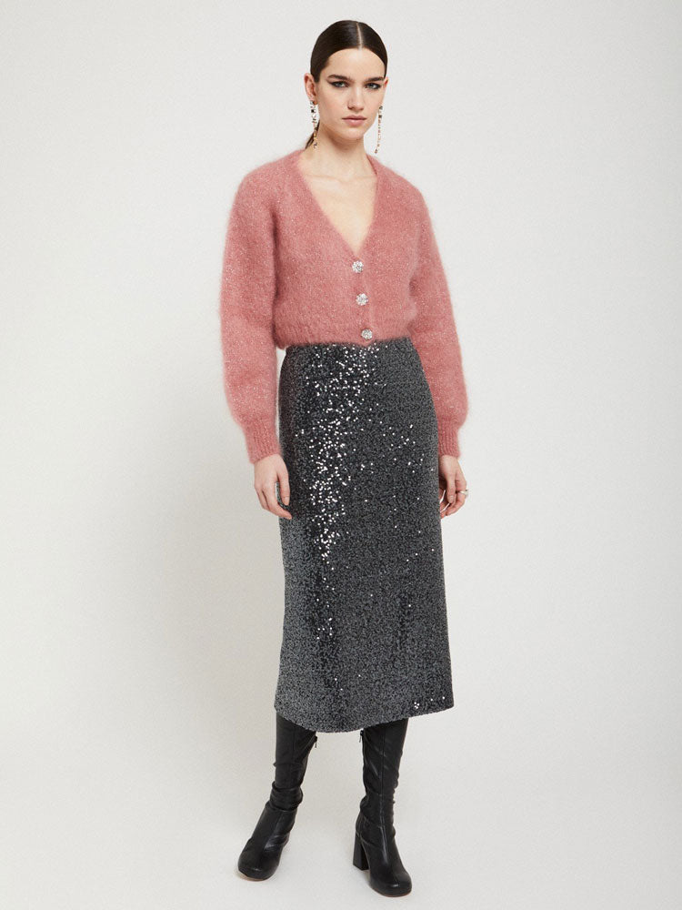 Ottod&#39;Ame Sequin Skirt Smoke