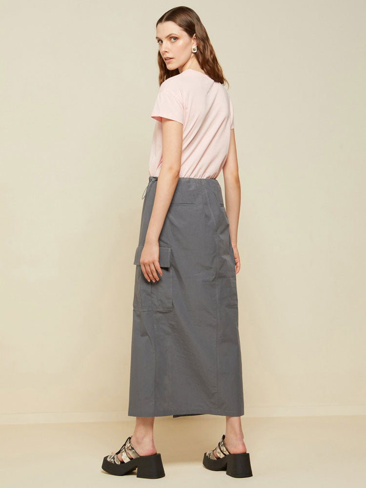 Ottod&#39;Ame Poplin Long Skirt Graphite