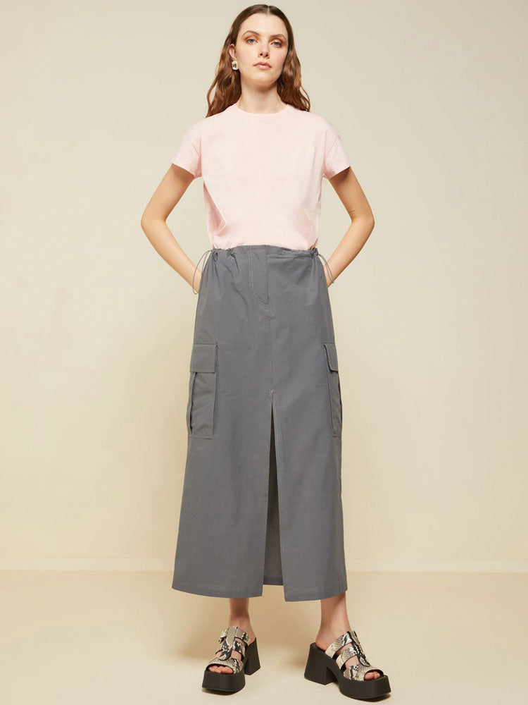 Ottod&#39;Ame Poplin Long Skirt Graphite