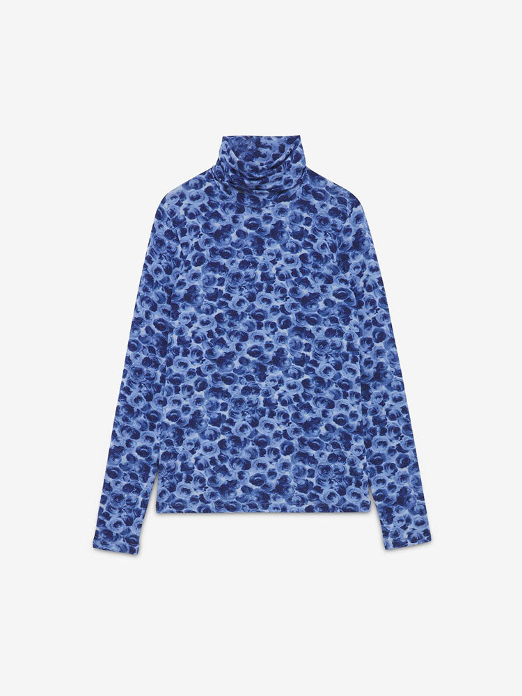 Ottod&#39;Ame Printed Turtleneck Top Blue