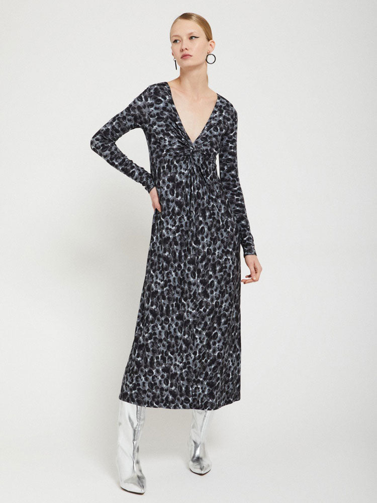 Ottod&#39;Ame Printed Viscose Long Dress with Knot