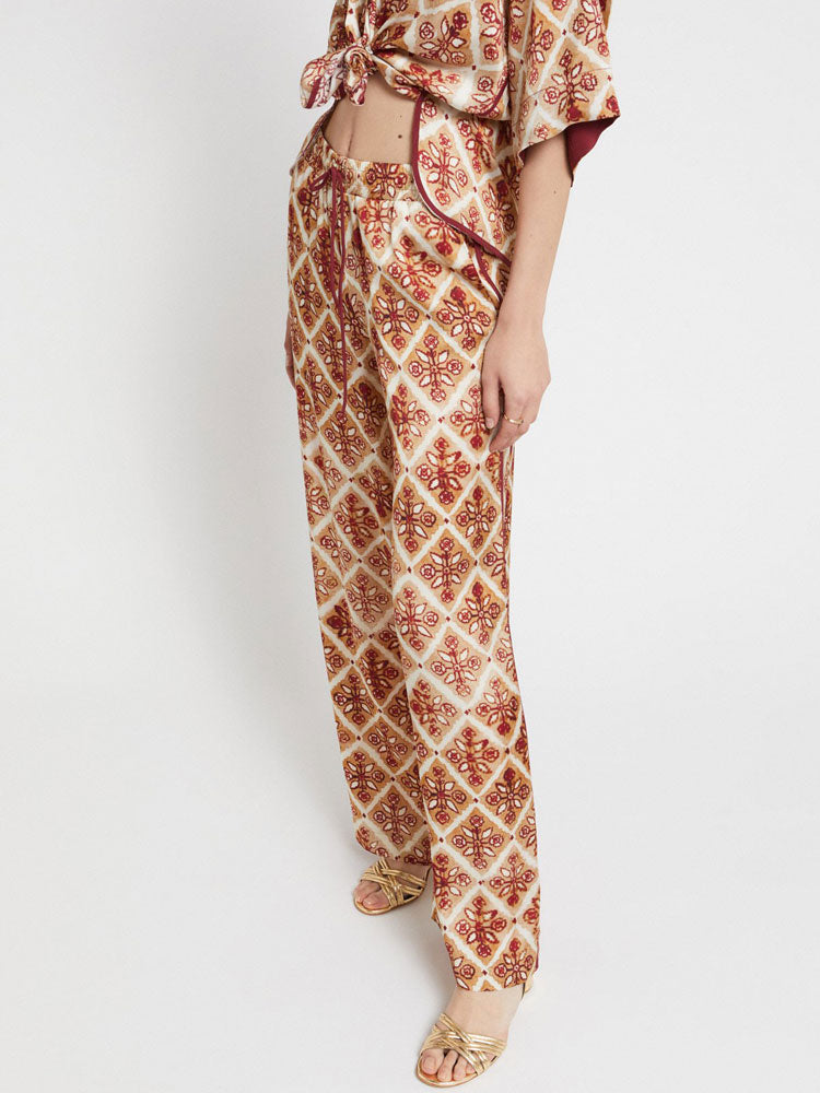 Ottod&#39;Ame Printed Viscose Palazzo Trousers Sand