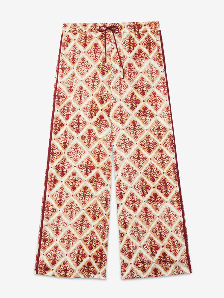 Ottod&#39;Ame Printed Viscose Palazzo Trousers Sand