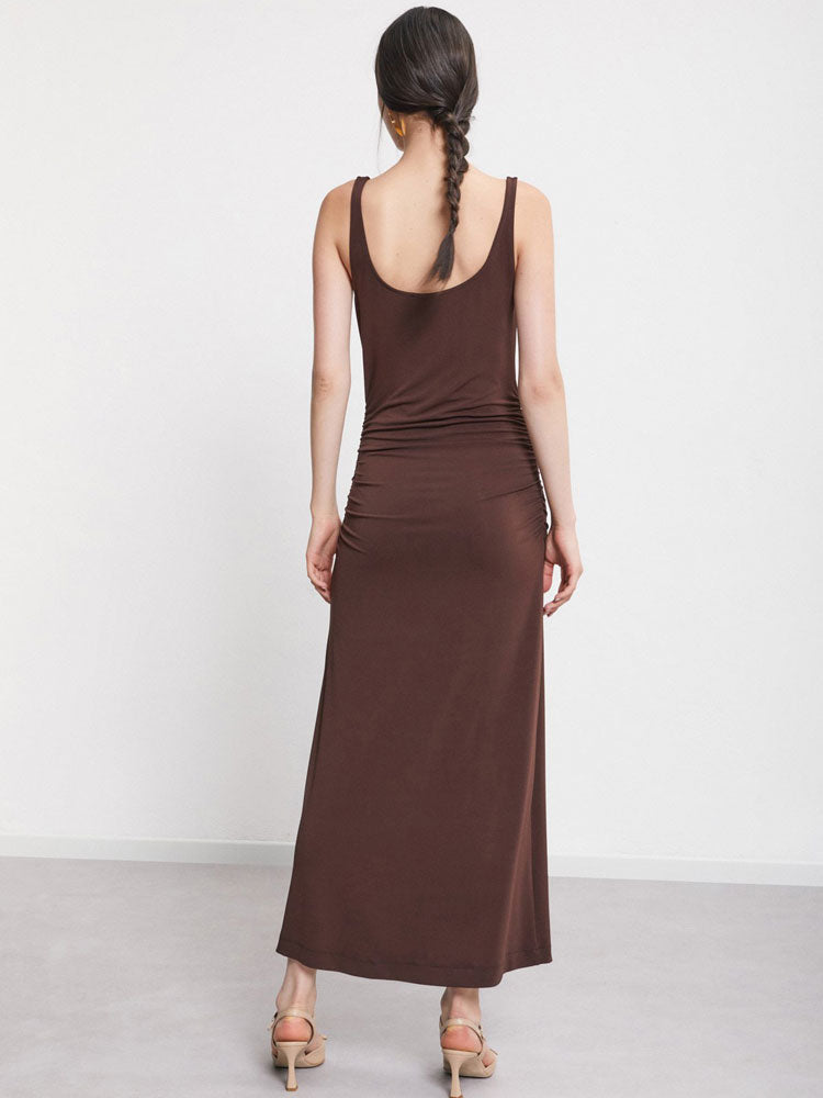 Ottod&#39;Ame Stretch Long Dress Chocolate