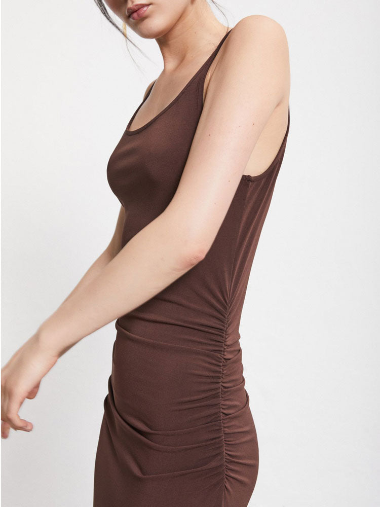 Ottod&#39;Ame Stretch Long Dress Chocolate