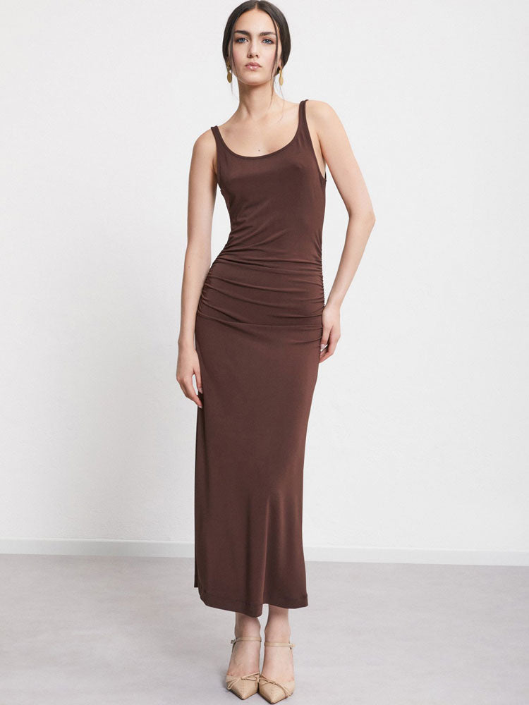 Ottod&#39;Ame Stretch Long Dress Chocolate