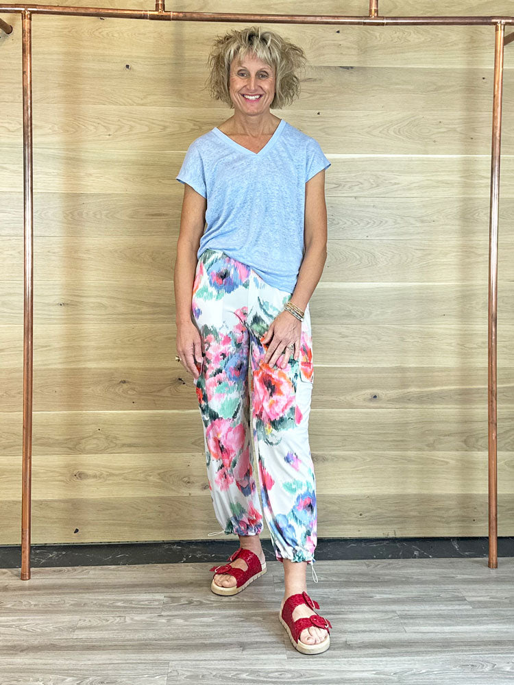 Oui Flower Patterned Trousers Pink &amp; Green