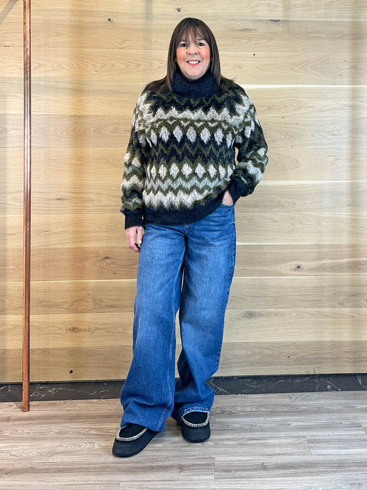 Oui Pullover Khaki Rose