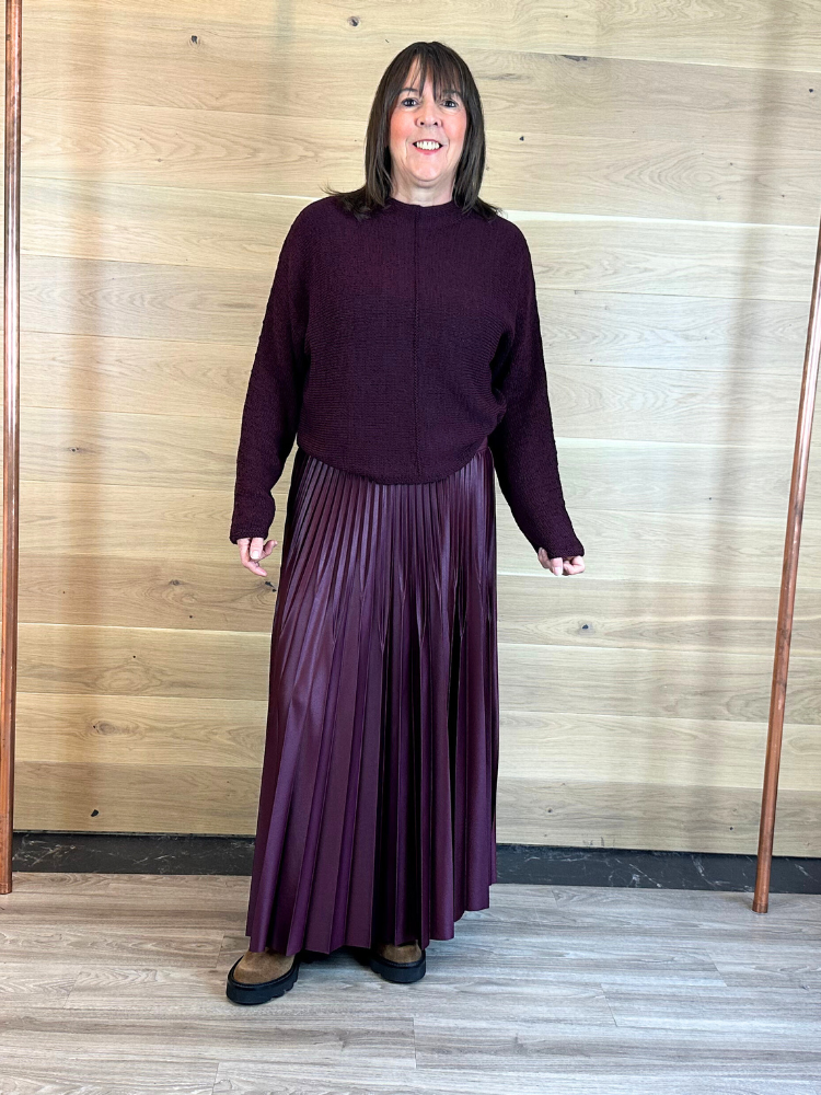 Oui Pleated Skirt Bramble Berry