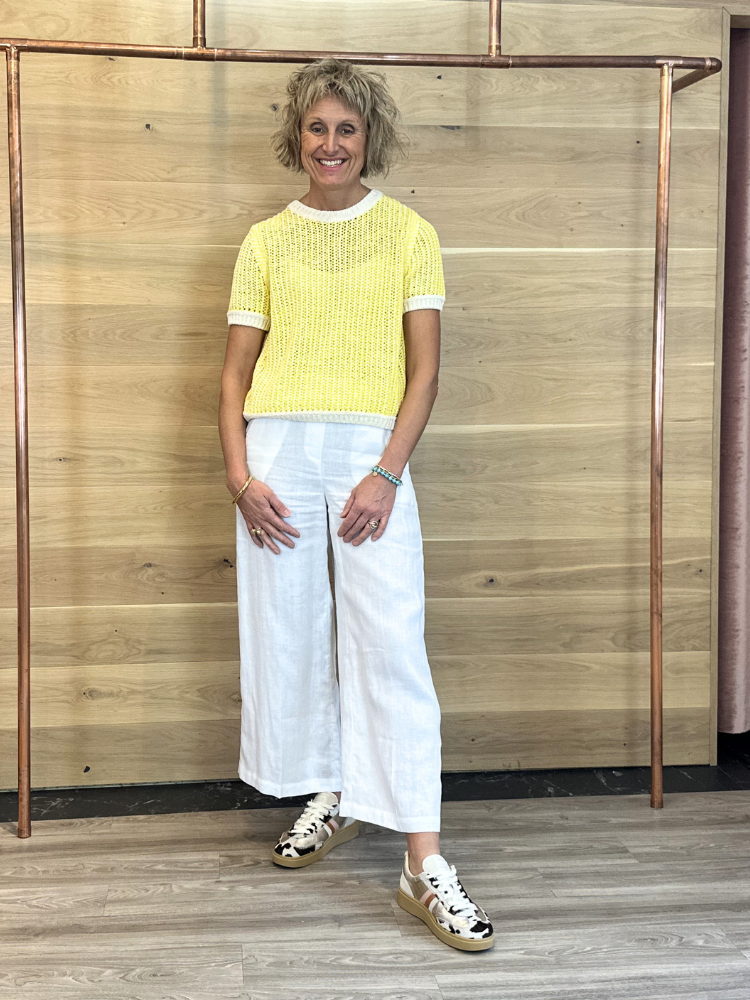 Riani Wide Fit Linen Trousers White