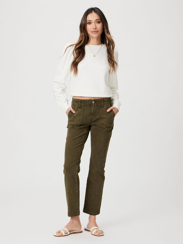 Paige Mayslie Straight Ankle Jeans Vintage Olive Meadow