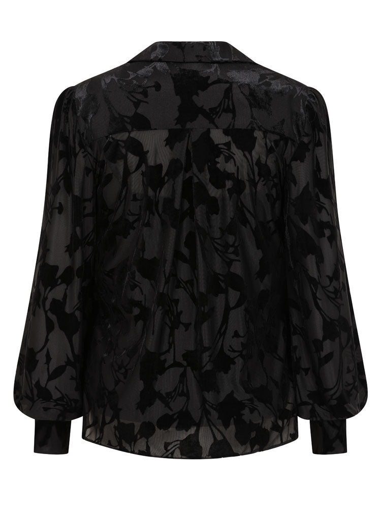 Sirens Penny Blouse Black Burnout