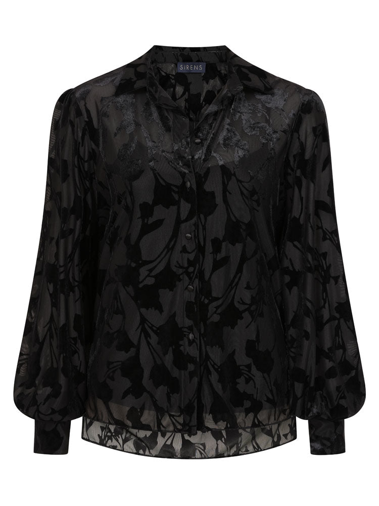 Sirens Penny Blouse Black Burnout