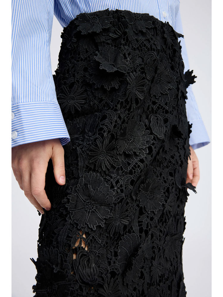 Munthe Pomi Black Floral Applique Skirt