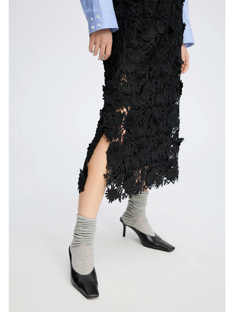 Munthe Pomi Black Floral Applique Skirt