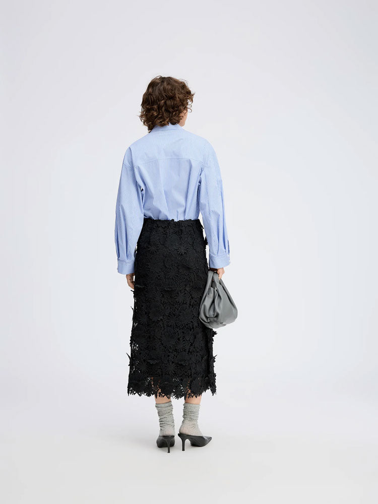Munthe Pomi Black Floral Applique Skirt