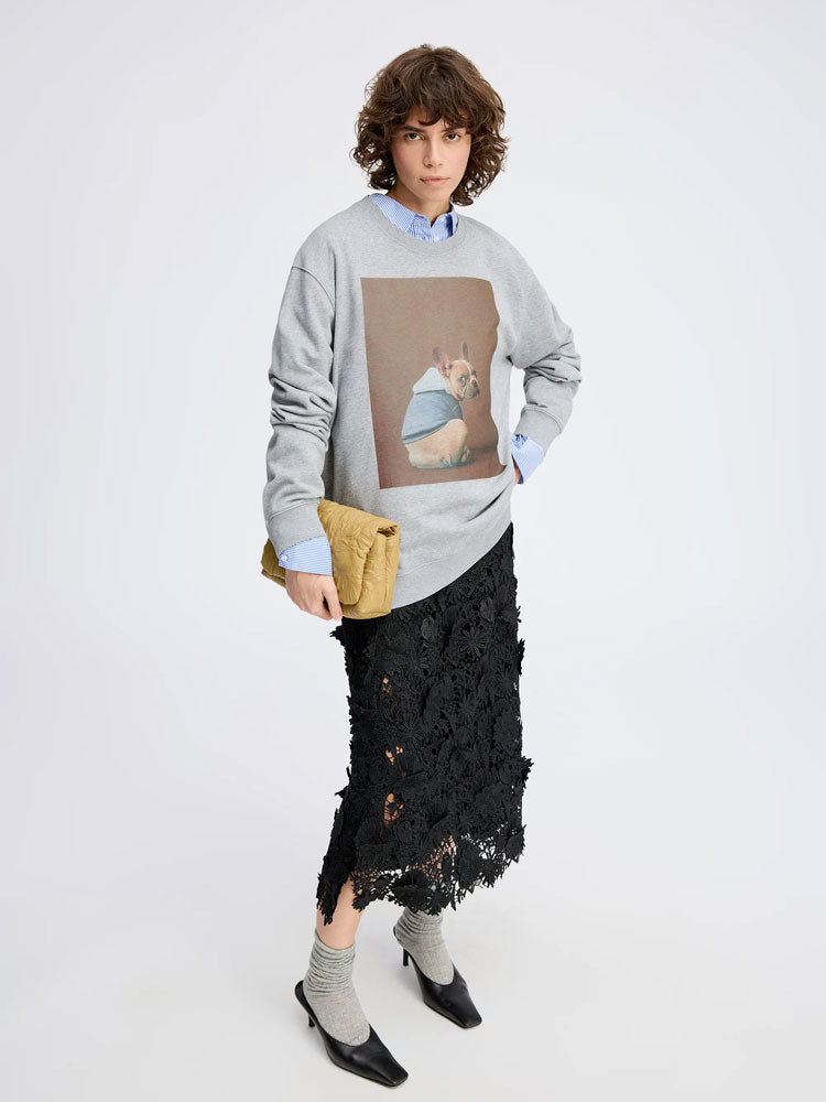 Munthe Pomi Black Floral Applique Skirt