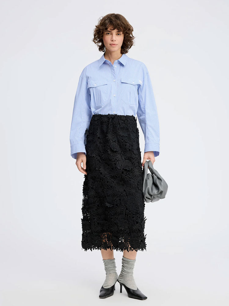 Munthe Pomi Black Floral Applique Skirt