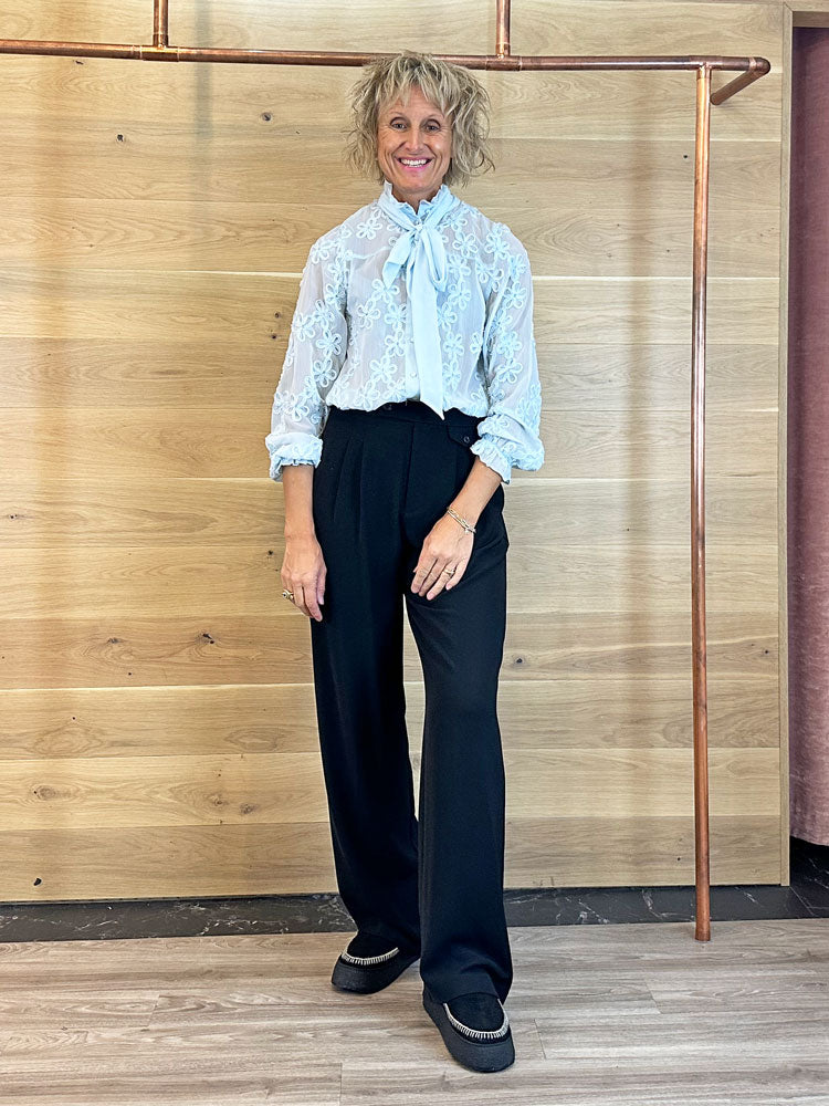 Laidback London Setsu Platform Crochet Black Suede Ankle Boots