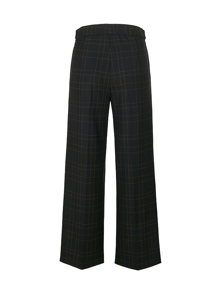 Riani Subtly Checked  Wide Fit Trousers Black Patterned