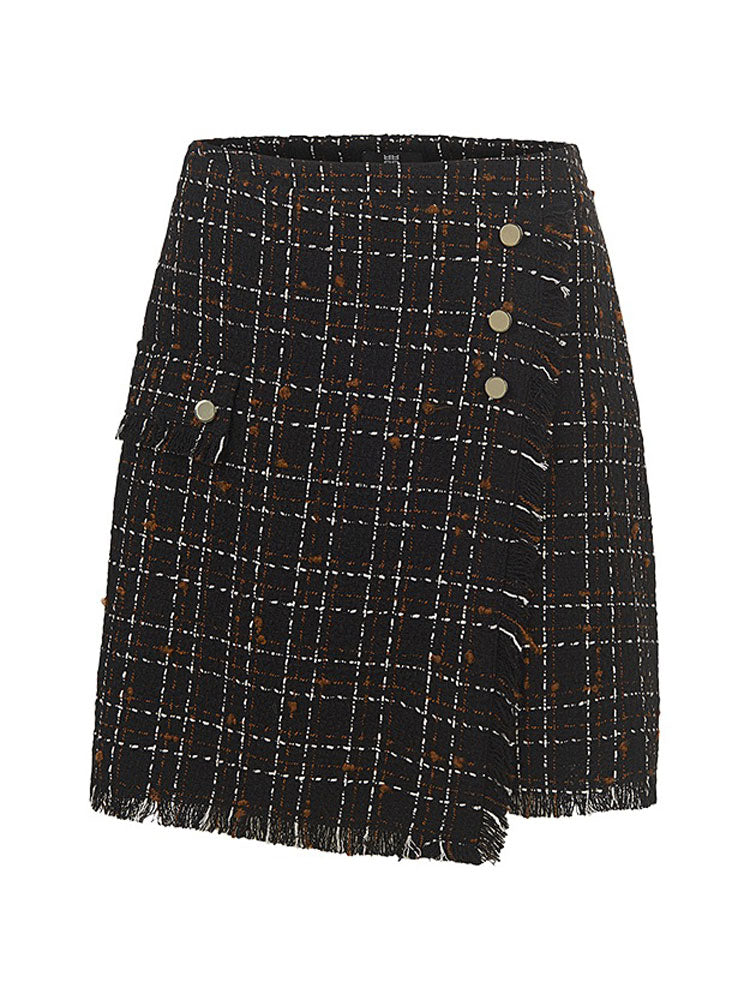 Riani Tweed Check Mini Skirt Black Patterned