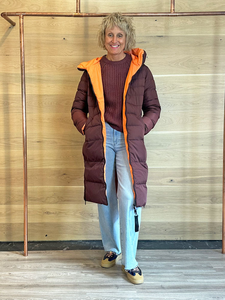 Rino &amp; Pelle Keila Reversible Coat Chocolate &amp; Orange
