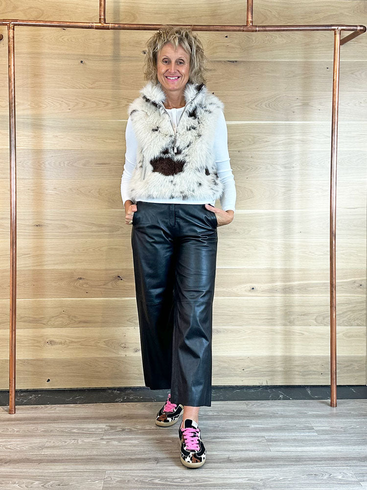 Rino & Pelle Nikki Faux Fur Waistcoat Cow Print