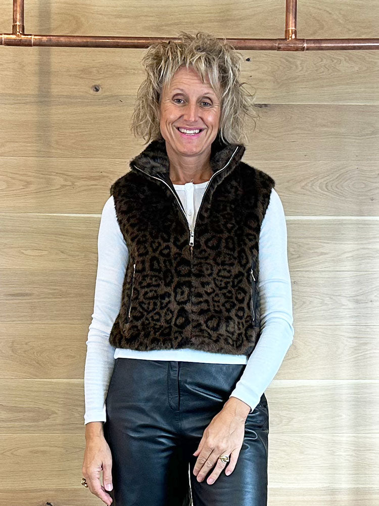 Rino & Pelle Nikki Faux Fur Waistcoat Leopard