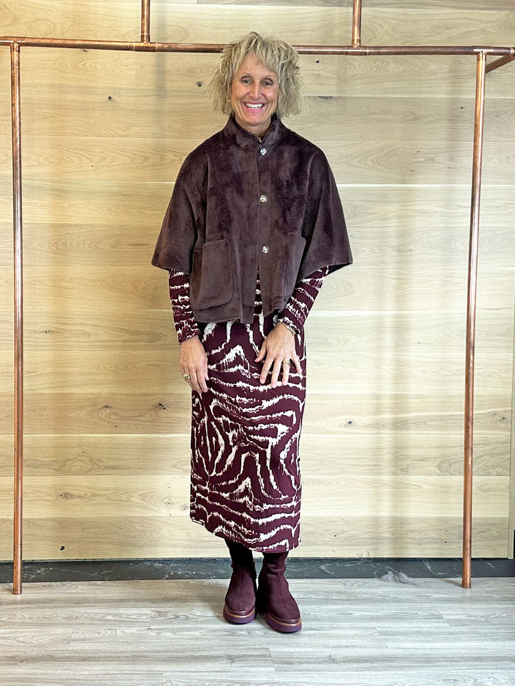 Rino & Pelle Dewi Faux Fur Cape Chocolate