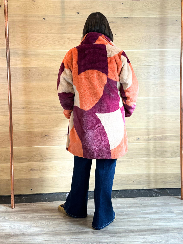 Rino &amp; Pelle Nonna Faux Fur Colour Block Coat