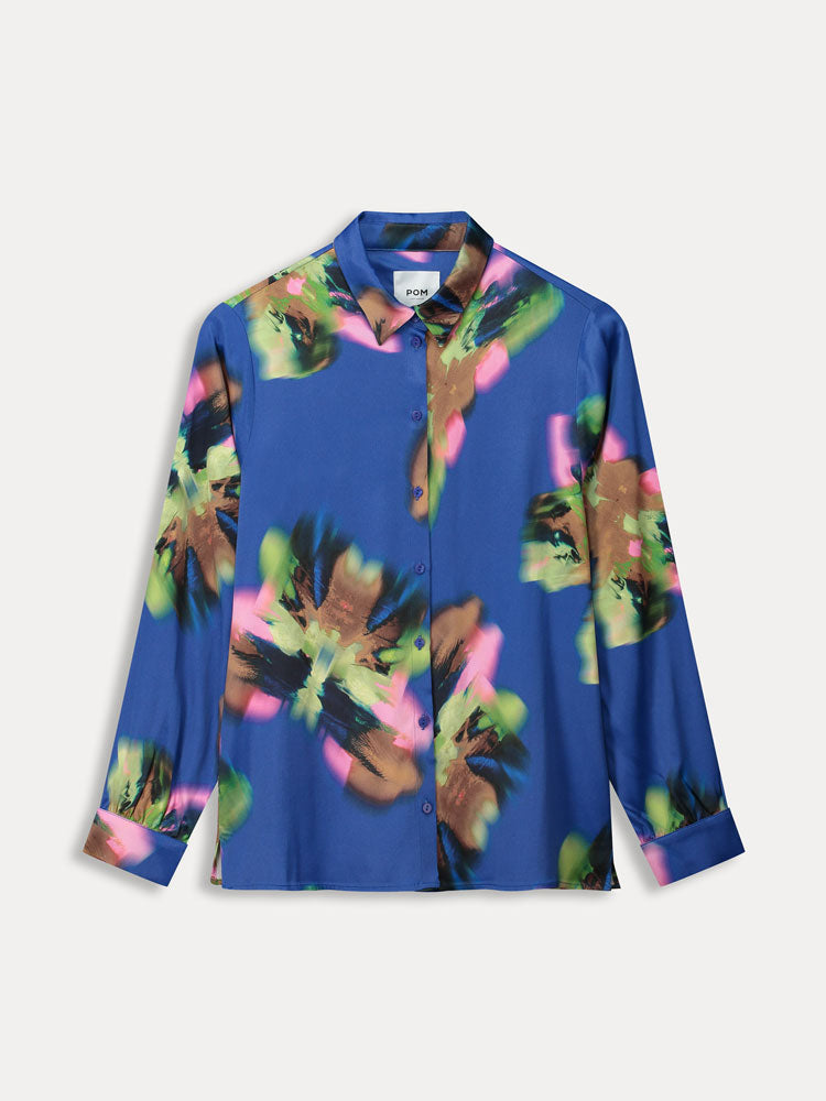 Pom Mila Blouse Satin Butterfly Blue