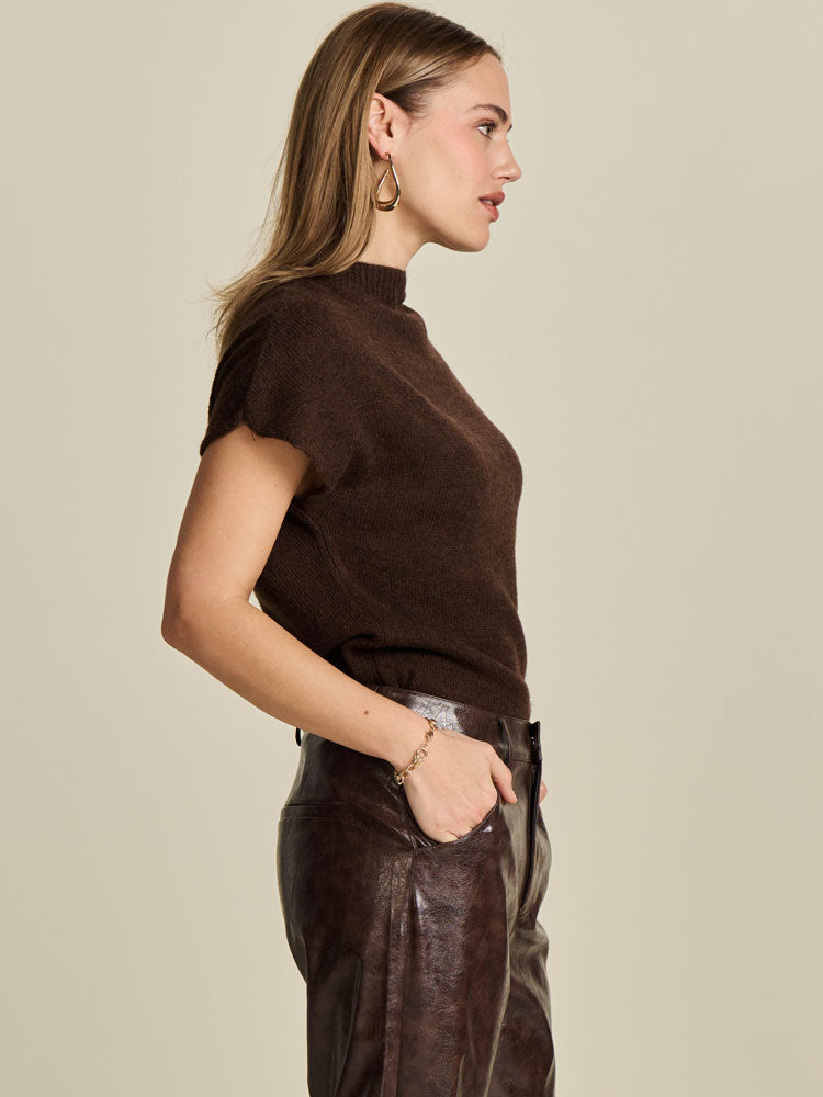 Pom Knitted Top Brown