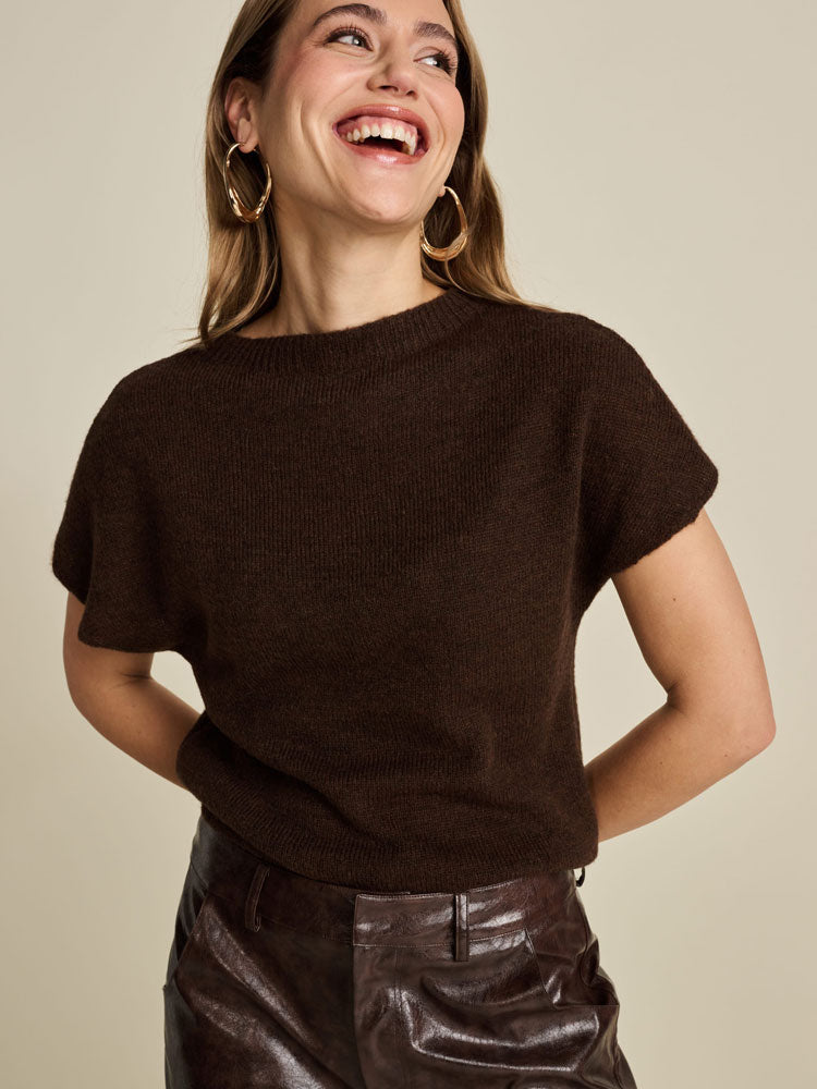 Pom Knitted Top Brown