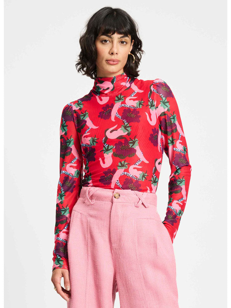 Pom Mesh Turtleneck Picnic Delight