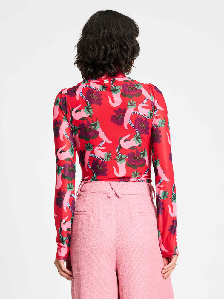 Pom Mesh Turtleneck Picnic Delight