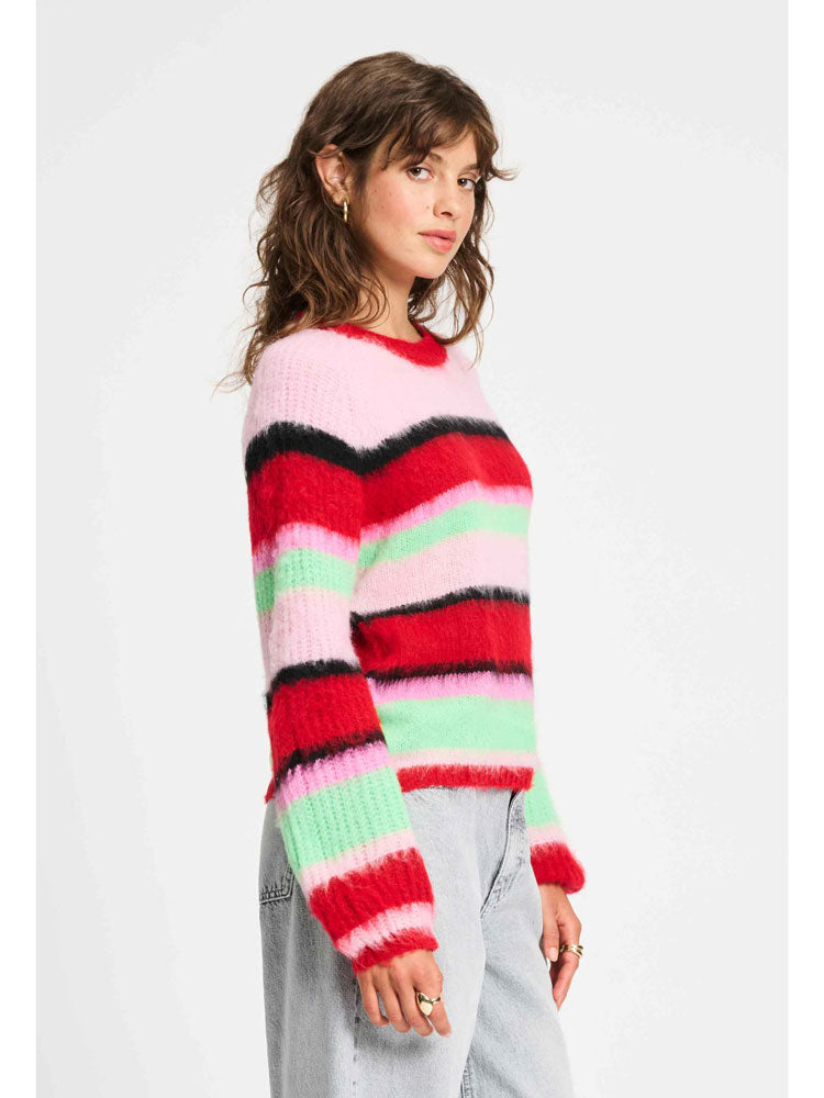 Pom Brushed Stripes Jumper Red &amp; Green