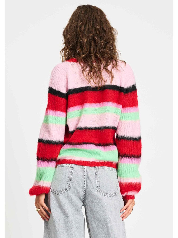 Pom Brushed Stripes Jumper Red &amp; Green
