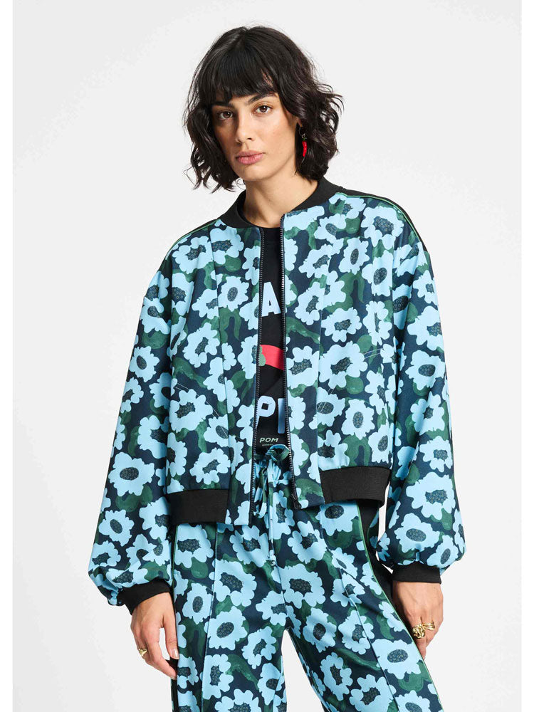 Pom Bomber Jacket Wild Flowers Blue
