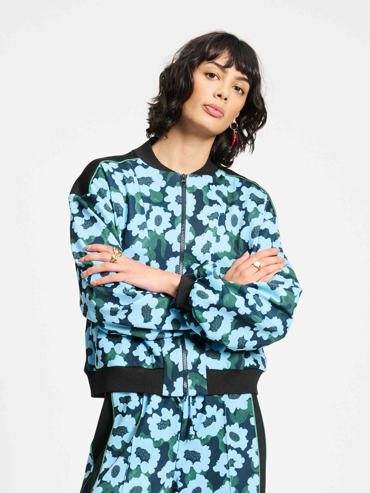 Pom Bomber Jacket Wild Flowers Blue