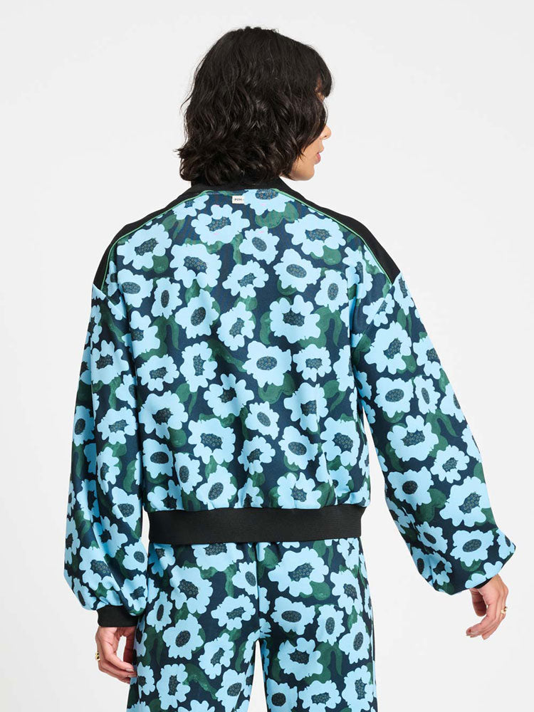 Pom Bomber Jacket Wild Flowers Blue