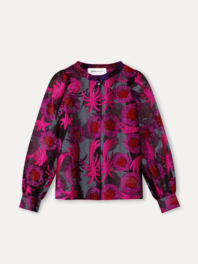 Pom Blouse Splashing Fireworks Organza